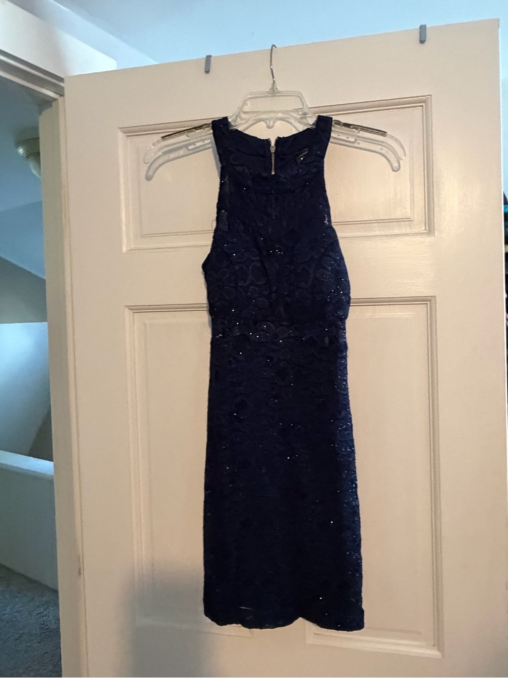 Trixxi Navy Beaded Halter Midi Dress